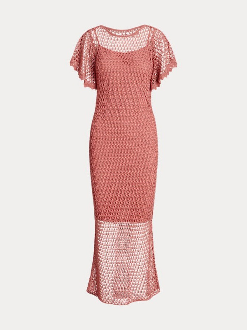 Belted Linen-Blend Pointelle-Knit Dress
